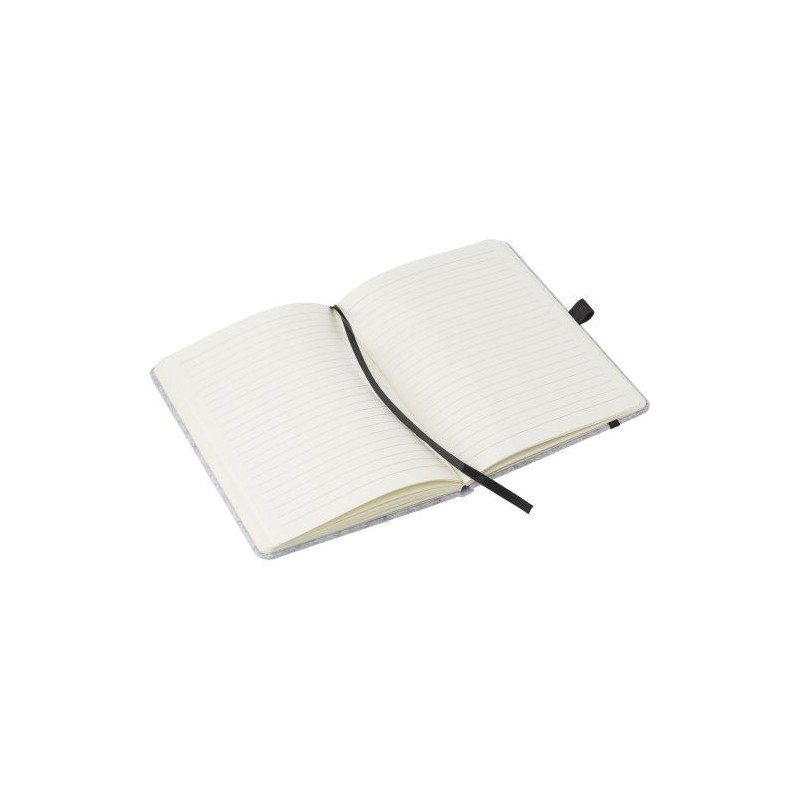 Carnet A5 personnalisé en feutre  rPET Harper Matières : caoutchouc Couleurs : gris livraison express 24h 48h
