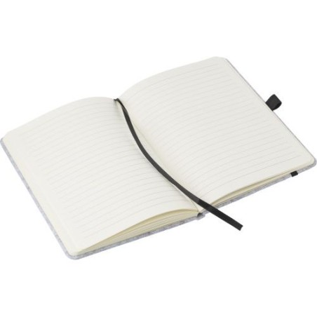 Carnet A5 personnalisé en feutre  rPET Harper Matières : caoutchouc Couleurs : gris livraison express 24h 48h