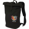 Sac à dos roll-top en polyester personnalisé pour vos loisirs Micah Matières : coton Couleurs : noir marquage laser ultra précis