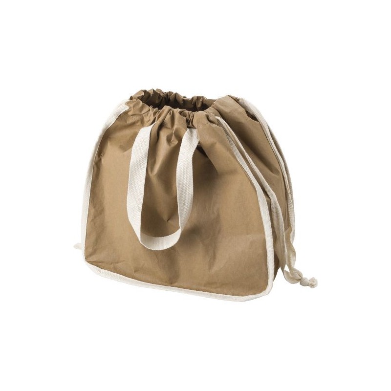 Sac shopping personnalisé en papier laminé  - Emery Matières : coton Couleurs : brun cadeau entreprise pas cher