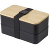 Lunch box  à double compartiment en PP - Maxton Matières : bambou Couleurs : noir objet promotionnel éco-responsable
