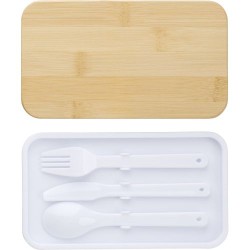 Lunch box  à double compartiment en PP - Maxton Matières : bambou Couleurs : noir 2
