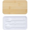 Lunch box  à double compartiment en PP - Maxton Matières : bambou Couleurs : blanc personnalisable avec votre logo