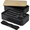 Lunch box  à double compartiment en PP - Maxton Matières : bambou Couleurs : blanc cadeau entreprise pas cher