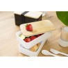 Lunch box  à double compartiment en PP - Maxton Matières : bambou Couleurs : blanc marquage couleur éclatante