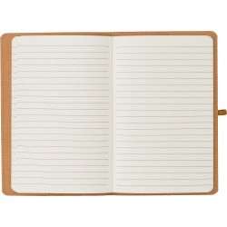 Carnet A5 personnalisé en papier kraft - Johanna Matières : caoutchouc Couleurs : brun cadeau collaborateur premium