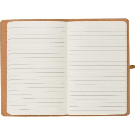 Carnet A5 personnalisé en papier kraft - Johanna Matières : caoutchouc Couleurs : brun cadeau collaborateur premium