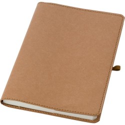 Carnet A5 personnalisé en papier kraft - Johanna Matières : caoutchouc Couleurs : brun personnalisation rapide en France
