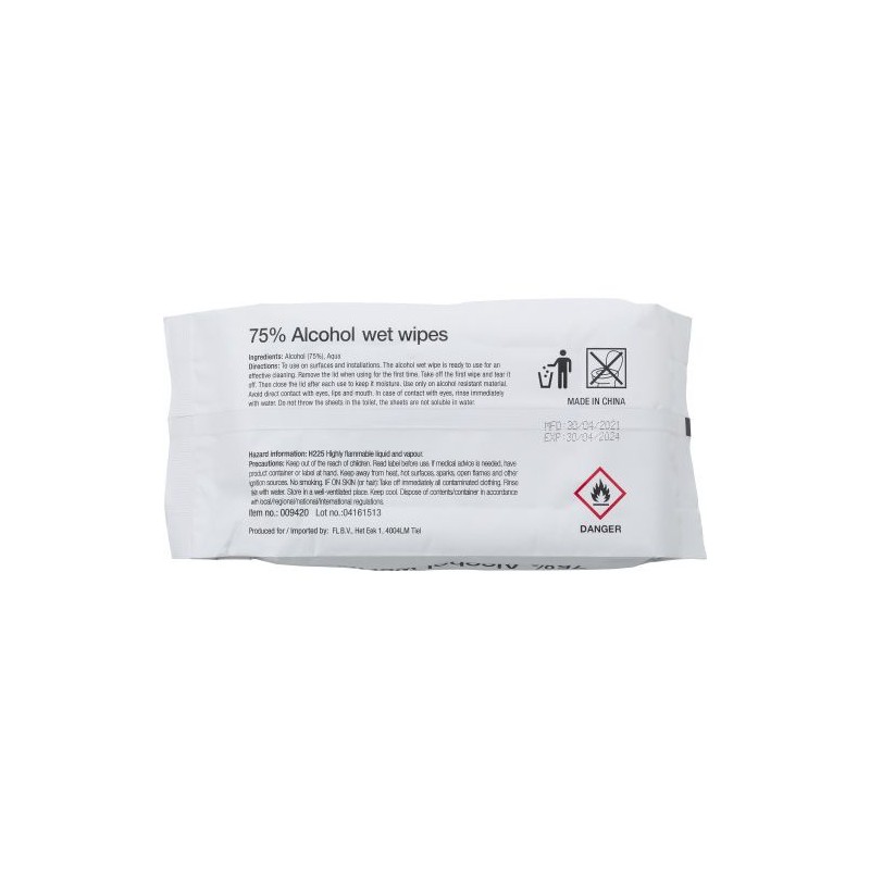 Set de 50 lingettes désinfectantes personnalisées Estella Couleurs : blanc personnalisable avec votre logo