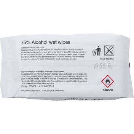 Set de 50 lingettes désinfectantes personnalisées Estella Couleurs : blanc personnalisable avec votre logo