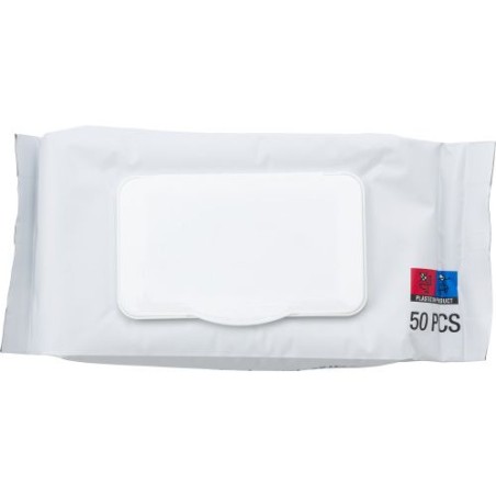 Set de 50 lingettes désinfectantes personnalisées Estella Couleurs : blanc cadeau entreprise pas cher