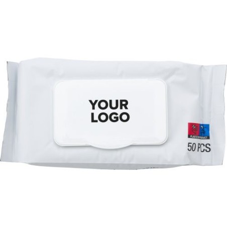 Set de 50 lingettes désinfectantes personnalisées Estella Couleurs : blanc goodies publicitaire événementiel
