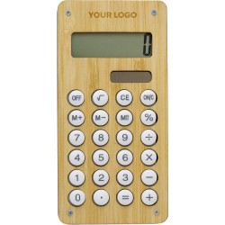 Calculatrice de poche  en bambou Thomas personnalisée pas cher Matières : bambou Couleurs : bambou goodies publicitaire événemen