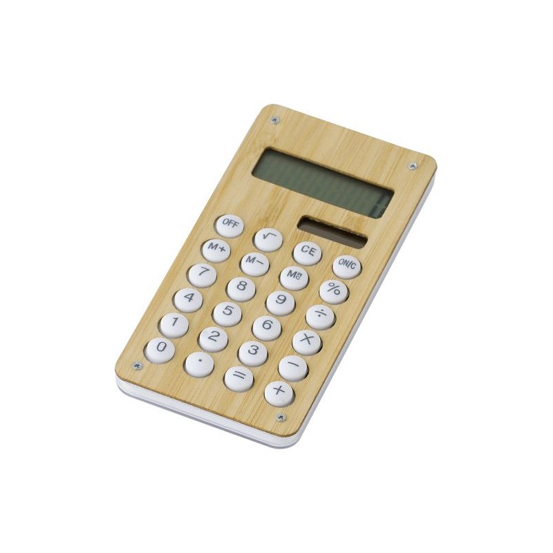 Calculatrice de poche  en bambou Thomas personnalisée pas cher Matières : bambou Couleurs : bambou impression haute définition