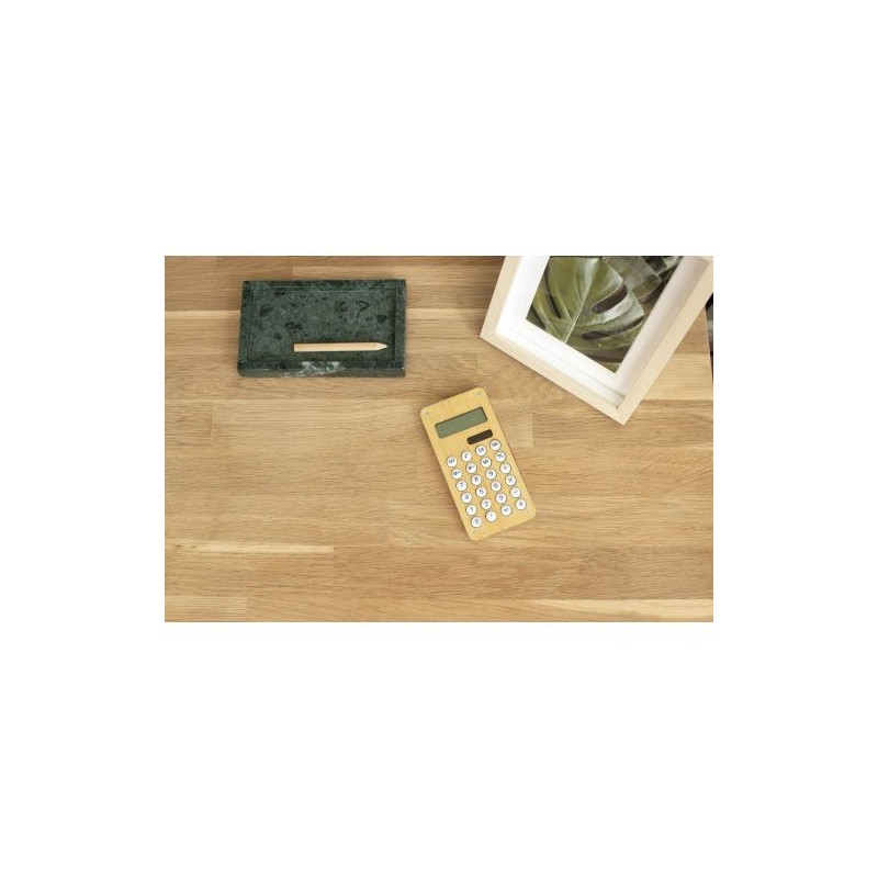 Calculatrice de poche  en bambou Thomas personnalisée pas cher Matières : bambou Couleurs : bambou marquage laser ultra précis