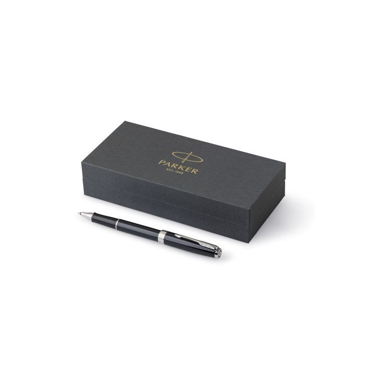 Stylo de Luxe Personnalisé Roller Parker Sonnet pas cher Matières : métal Couleurs : noir goodies publicitaire événementiel