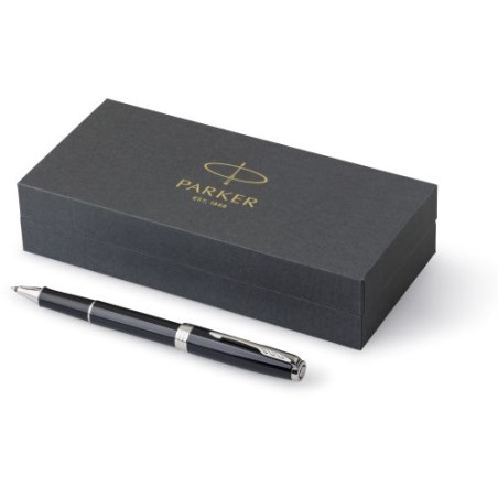 Stylo de Luxe Personnalisé Roller Parker Sonnet pas cher Matières : métal Couleurs : noir goodies publicitaire événementiel