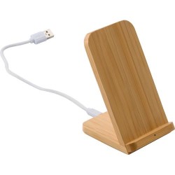 Chargeur à induction  en bambou - Personnalisé et pratique par Claudie Matières : bambou Couleurs : bambou cadeau entreprise pas