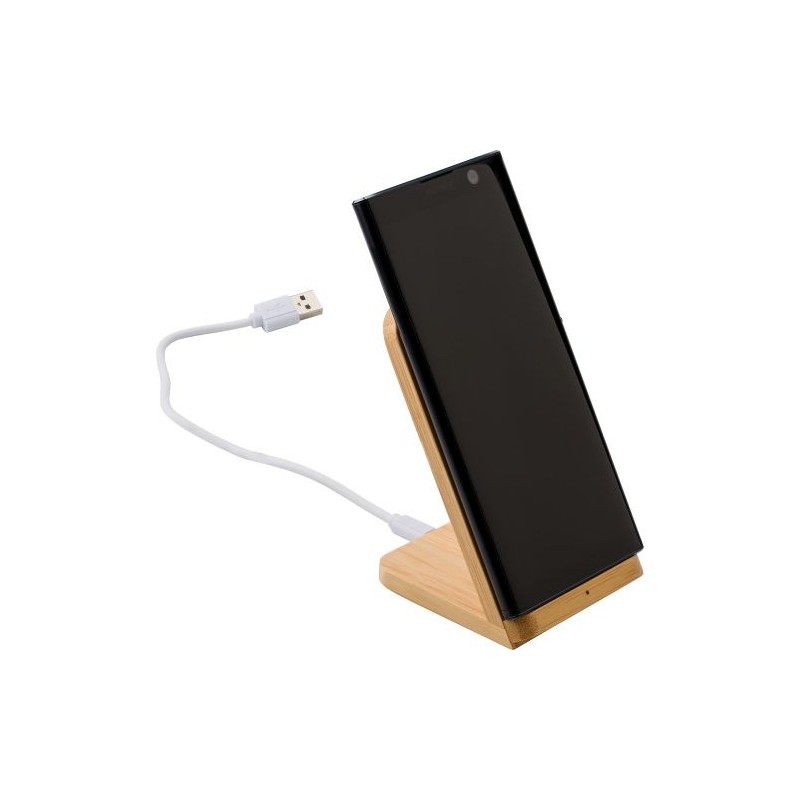 Chargeur à induction  en bambou - Personnalisé et pratique par Claudie Matières : bambou Couleurs : bambou goodies publicitaire 