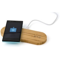 Chargeur à induction double  en bambou | Tatum Matières : bambou Couleurs : bambou marquage laser ultra précis