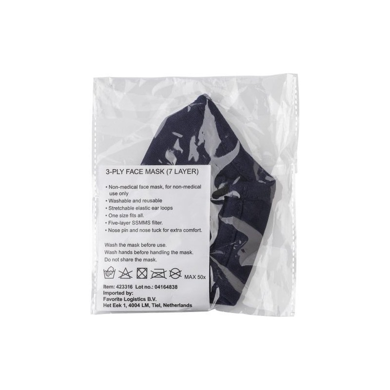 Masque réutilisable en coton et polyester Riyan Matières : coton Couleurs : blanc goodies entreprise design