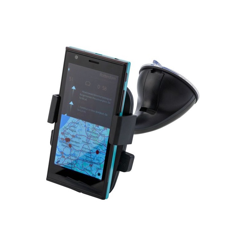 Support de téléphone personnalisé pratique idéal pour voiture - Laurine Matières : plastique Couleurs : noir marquage laser ultr