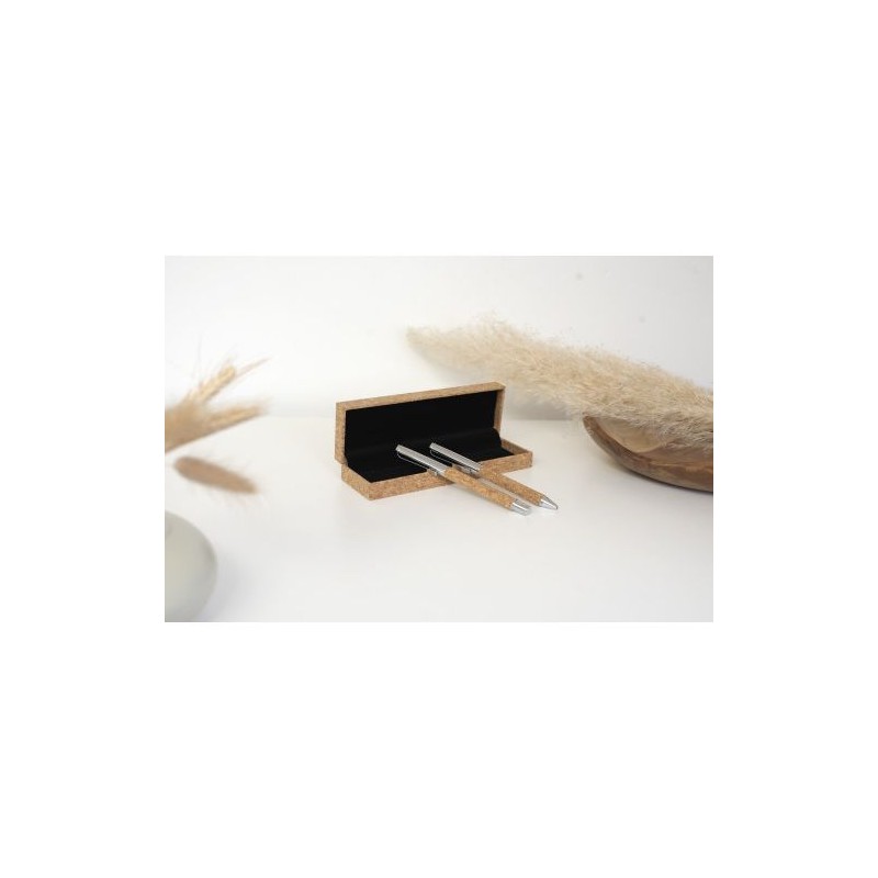 Parure de stylo bille et roller en liège Elmer