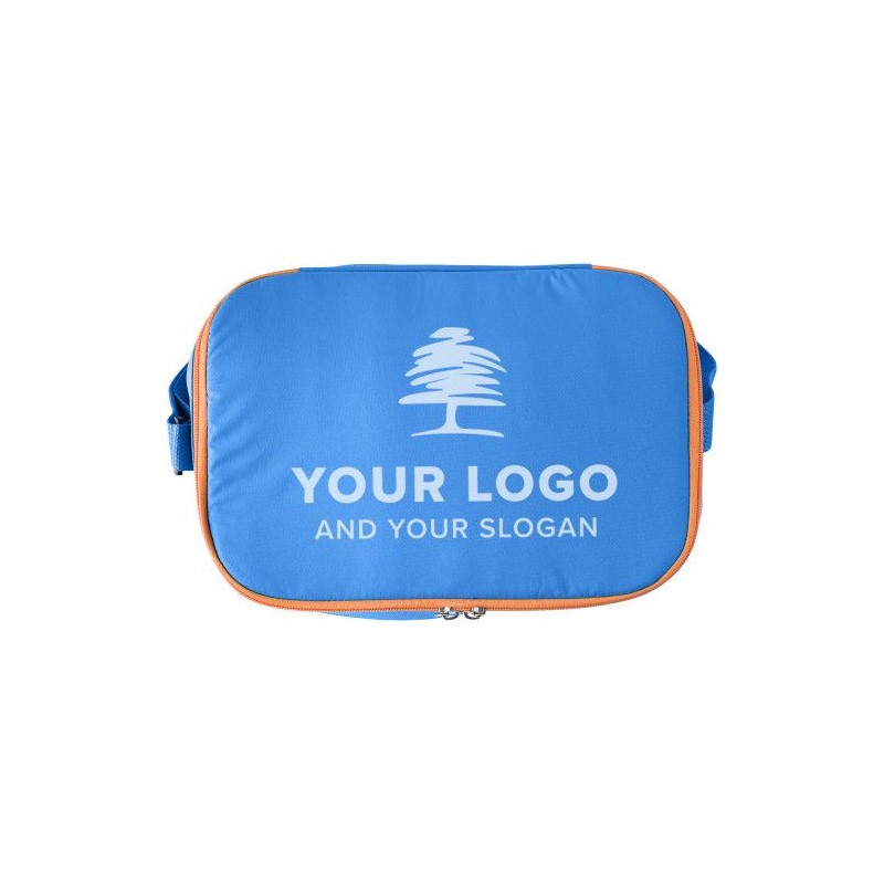 Sac isotherme auto-gonflable personnalisé 12L de confort pas cher Aleah Matières : polyester Couleurs : bleu clair impression ha