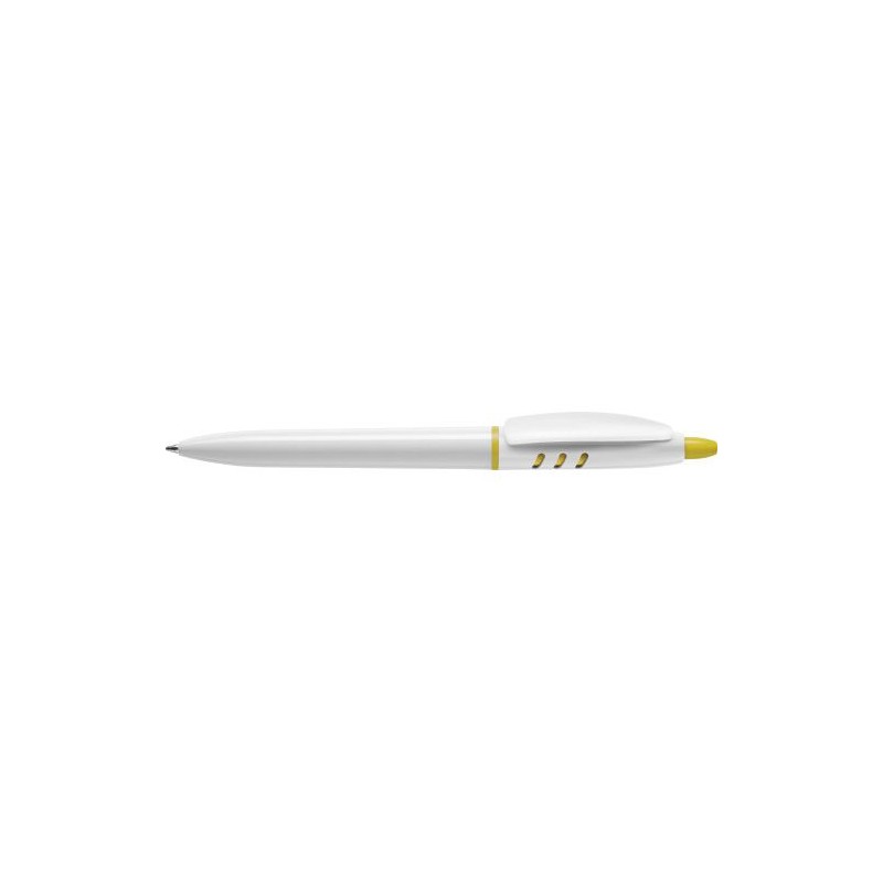 Stylo à bille publicitaire personnalisable en plastique Matières : nickel Couleurs : blanc