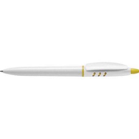 Stylo à bille publicitaire personnalisable en plastique Matières : nickel Couleurs : blanc