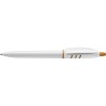 Stylo à bille publicitaire personnalisable en plastique Matières : nickel Couleurs : blanc objet publicitaire robuste