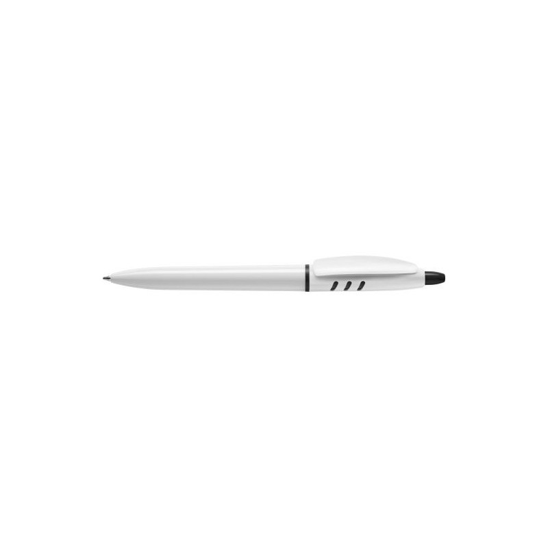 Stylo à bille publicitaire personnalisable en plastique Matières : nickel Couleurs : blanc impression haute définition