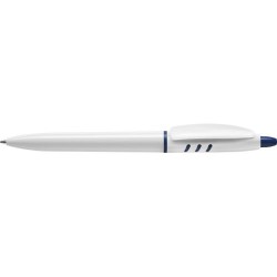 Stylo à bille publicitaire personnalisable en plastique Matières : nickel Couleurs : blanc cadeau entreprise pas cher