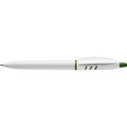 Stylo à bille publicitaire personnalisable en plastique Matières : nickel Couleurs : blanc goodies publicitaire événementiel