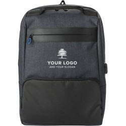Sac à dos personnalisé porte-ordinateur en PVC avec USB Romy Matières : PVC Couleurs : noir goodies publicitaire événementiel