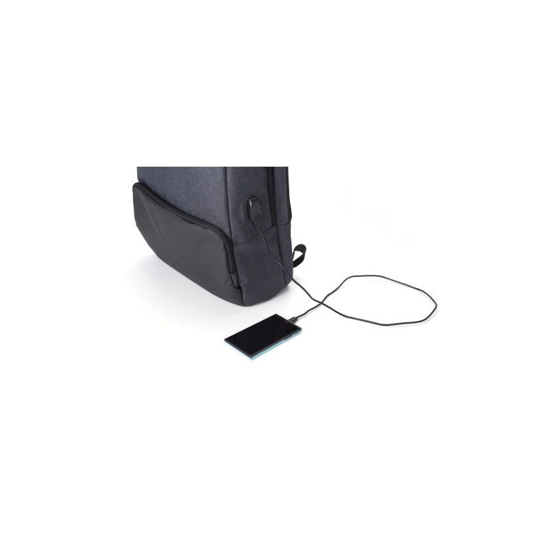 Sac à dos personnalisé porte-ordinateur en PVC avec USB Romy Matières : PVC Couleurs : noir marquage laser ultra précis