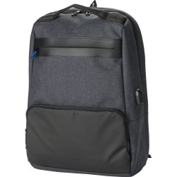 Sac à dos personnalisé porte-ordinateur en PVC avec USB Romy Matières : PVC Couleurs : noir livraison express 24h 48h