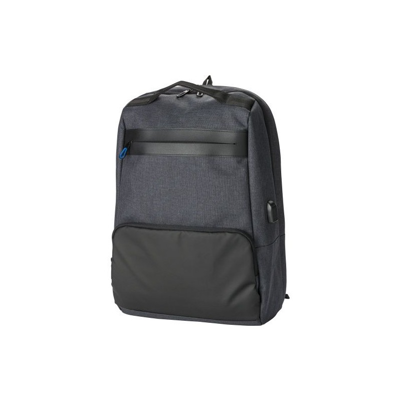Sac à dos personnalisé porte-ordinateur en PVC avec USB Romy Matières : PVC Couleurs : noir livraison express 24h 48h