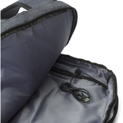Sac à dos personnalisé porte-ordinateur en PVC avec USB Romy Matières : PVC Couleurs : noir objet promotionnel éco-responsable