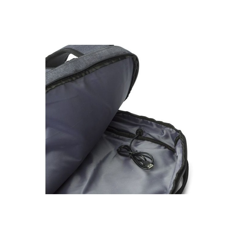 Sac à dos personnalisé porte-ordinateur en PVC avec USB Romy Matières : PVC Couleurs : noir objet promotionnel éco-responsable