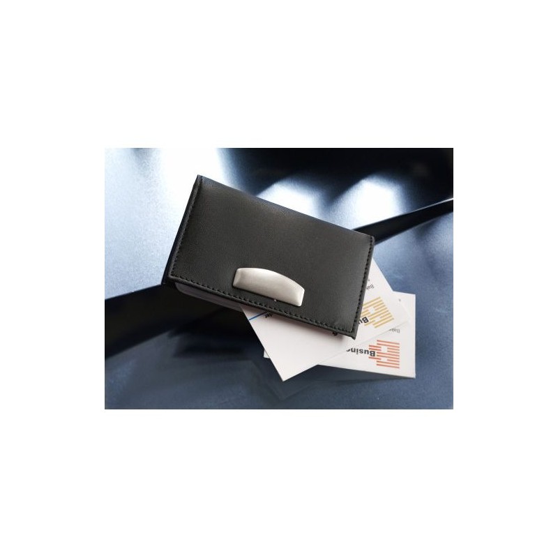 Étui Porte-Cartes Éco-responsable en Cuir Reconstitué - Bethany Matières : synderme Couleurs : noir marquage laser ultra précis