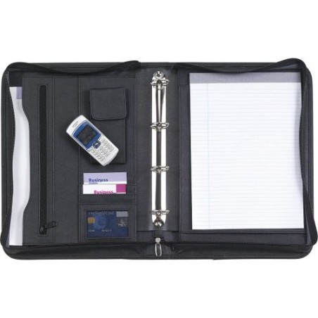 Porte-documents classeur A4 en cuir reconstitué personnalisé Lilo Matières : synderme Couleurs : noir personnalisable avec votre