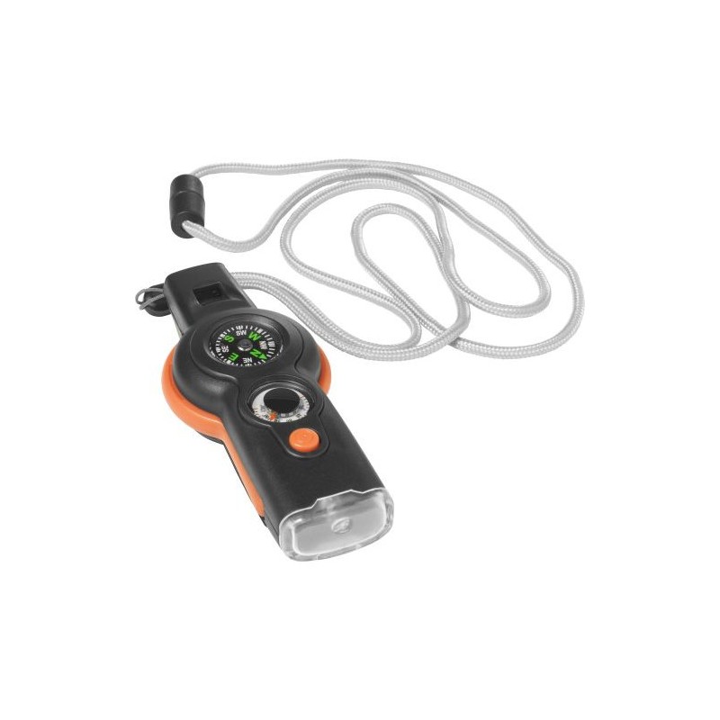 Kit de survie essentiel avec accessoires outdoor personnalisé Andrea Matières : plastique Couleurs : orange marquage laser ultra