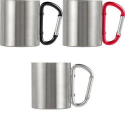 Mug publicitaire double paroi personnalisé Nella Matières : métal Couleurs : rouge marquage laser ultra précis