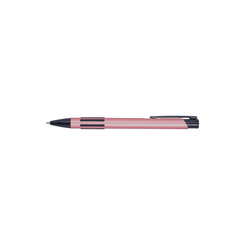 Stylo bille personnalisé en métal laqué publicitaire Aurora Matières : caoutchouc Couleurs : rose personnalisable avec votre log