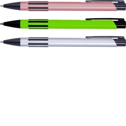 Stylo bille personnalisé en métal laqué publicitaire Aurora Matières : caoutchouc Couleurs : rose cadeau entreprise pas cher