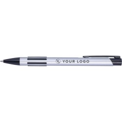 Stylo bille personnalisé en métal laqué publicitaire Aurora Matières : caoutchouc Couleurs : rose marquage laser ultra précis