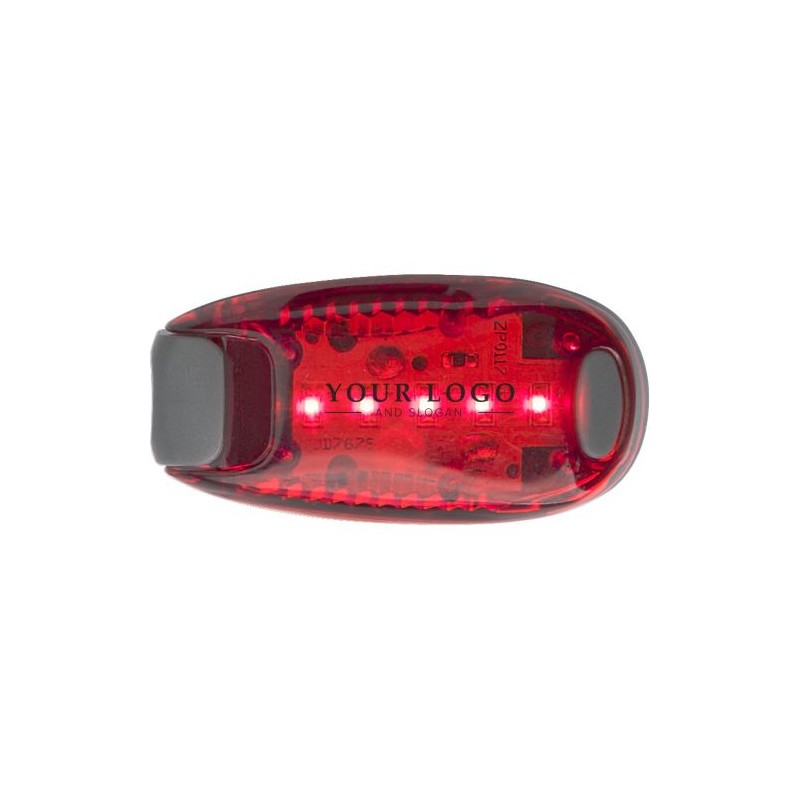 Réflecteur LED personnalisé en lampe de signalisation Joanne Matières : caoutchouc Couleurs : rouge marquage laser ultra précis