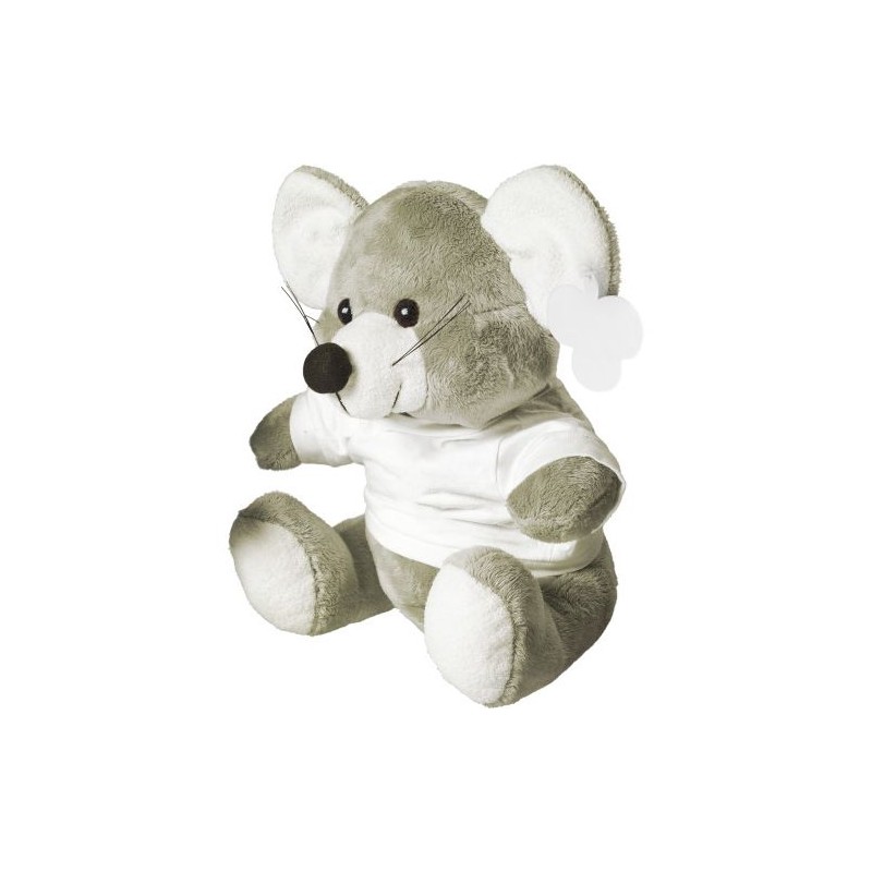 Peluche personnalisée souris en objet publicitaire Lia Matières : coton Couleurs : gris