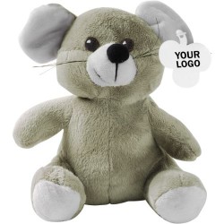 Peluche personnalisée souris en objet publicitaire Lia Matières : coton Couleurs : gris cadeau entreprise pas cher